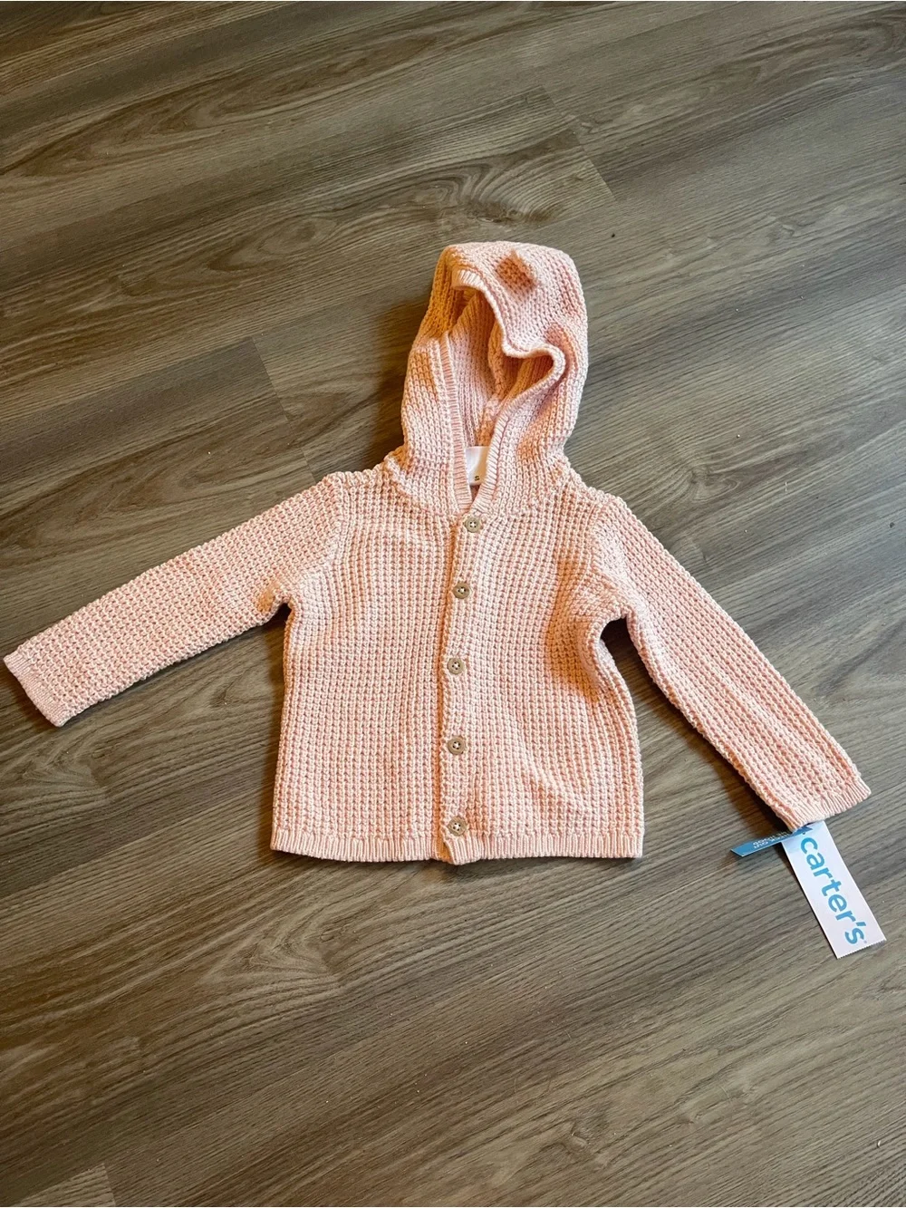 Carter's Knit Hooded Sweater Cardigan Baby Girl Bear Ear Jacket Size 12 M NEW